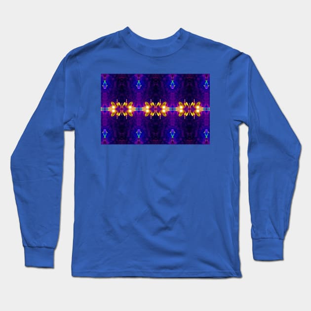 Glowing Alien Flower Chain Long Sleeve T-Shirt by Amanda1775